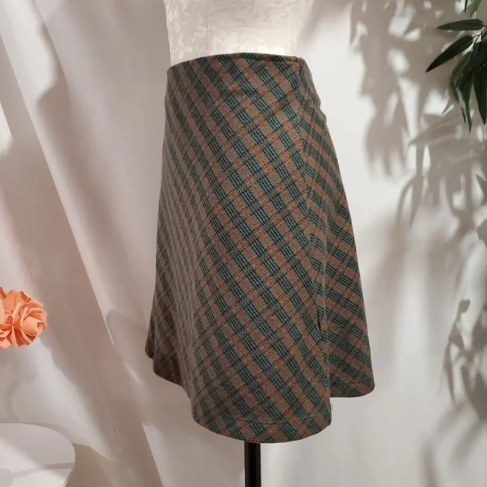 Free People Plaid Pull-On A-Line Mini Skirt Size XL Academia Preppy Ivy School